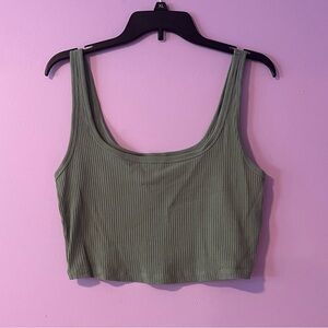 Old Navy Green Ribbed Cropped Tank